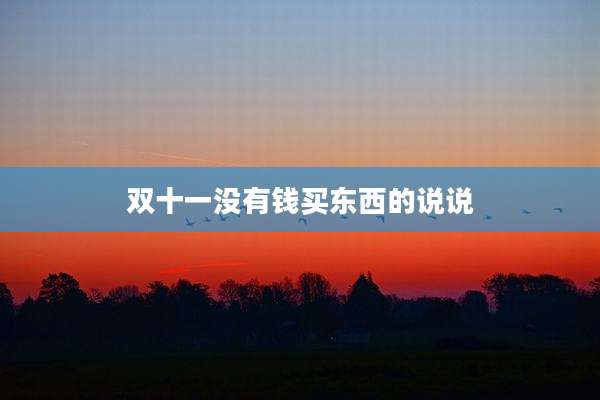 双十一没有钱买东西的说说