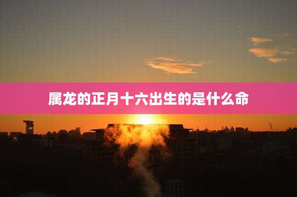 属龙的正月十六出生的是什么命