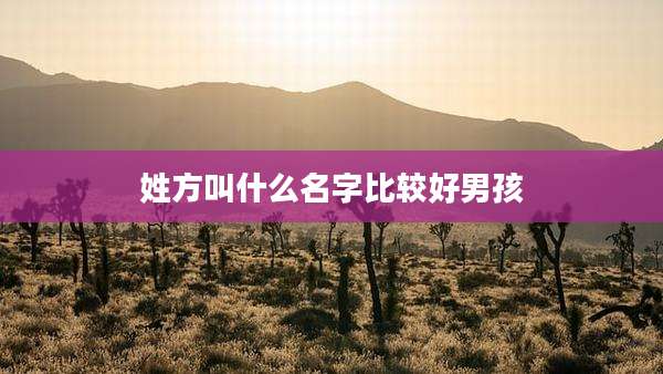 姓方叫什么名字比较好男孩