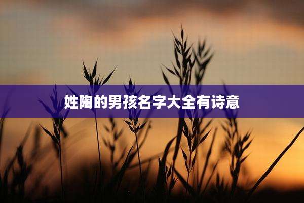 姓陶的男孩名字大全有诗意