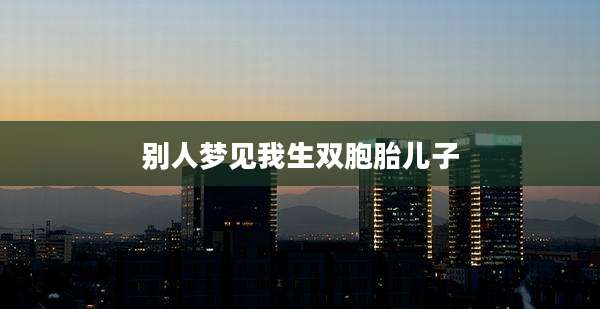 别人梦见我生双胞胎儿子