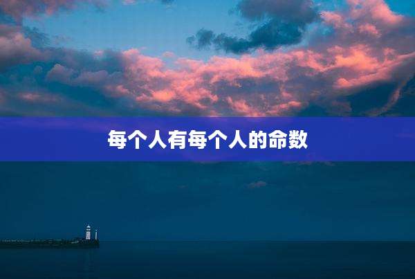 每个人有每个人的命数