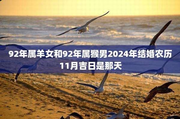 92年属羊女和92年属猴男2024年结婚农历11月吉日是那天