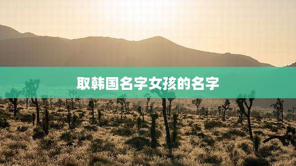 取韩国名字女孩的名字