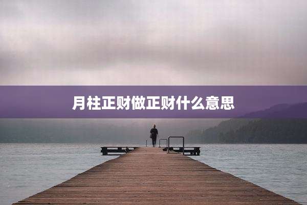 月柱正财做正财什么意思