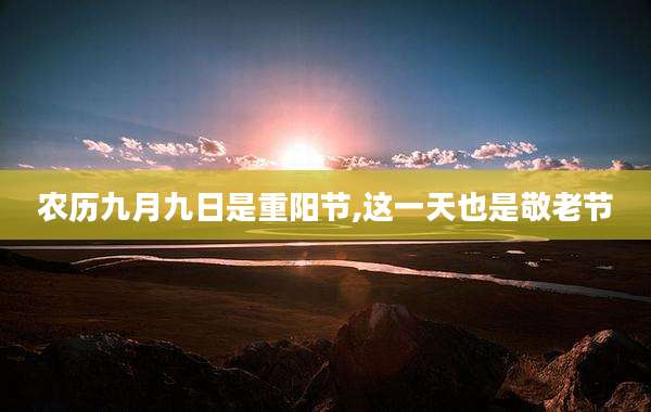 农历九月九日是重阳节,这一天也是敬老节