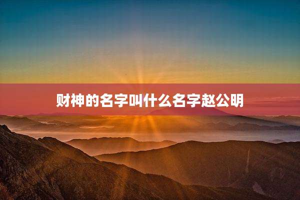财神的名字叫什么名字赵公明