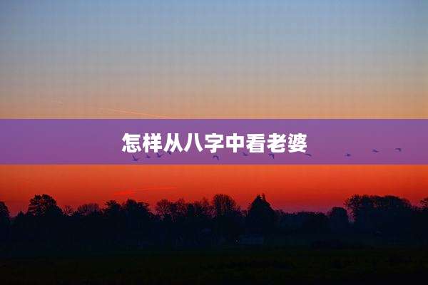 怎样从八字中看老婆