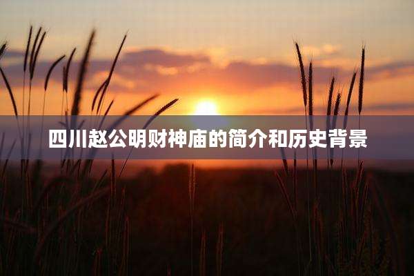 四川赵公明财神庙的简介和历史背景