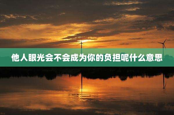 他人眼光会不会成为你的负担呢什么意思