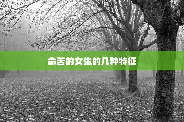 命苦的女生的几种特征