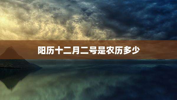 阳历十二月二号是农历多少