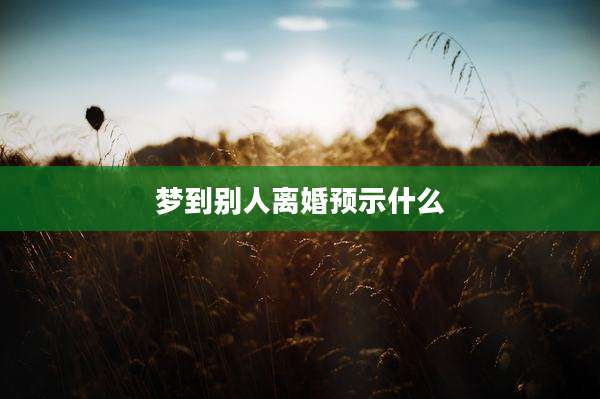 梦到别人离婚预示什么