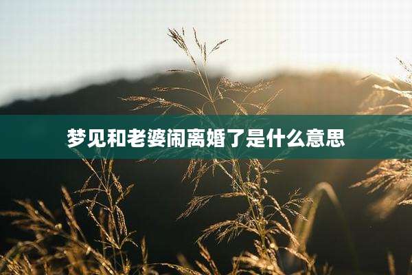 梦见和老婆闹离婚了是什么意思