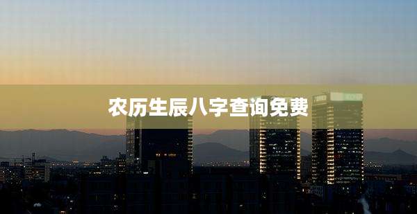农历生辰八字查询免费