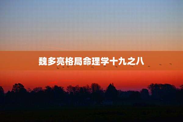 魏多亮格局命理学十九之八