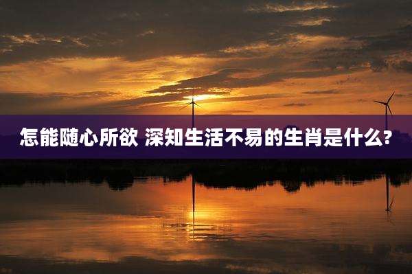 怎能随心所欲 深知生活不易的生肖是什么?