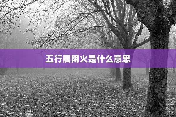 五行属阴火是什么意思