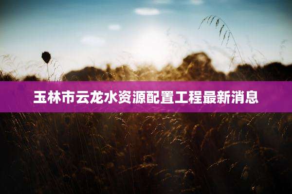 玉林市云龙水资源配置工程最新消息