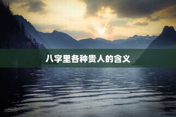八字里各种贵人的含义
