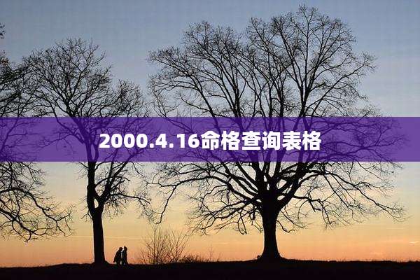 2000.4.16命格查询表格