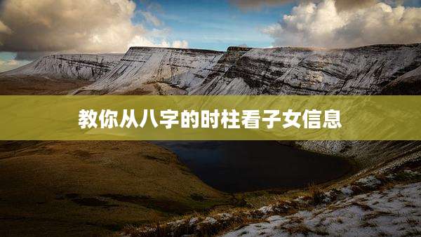 教你从八字的时柱看子女信息