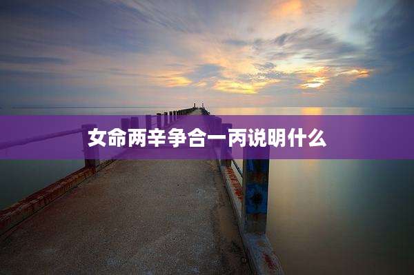 女命两辛争合一丙说明什么