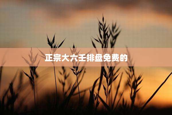 正宗大六壬排盘免费的