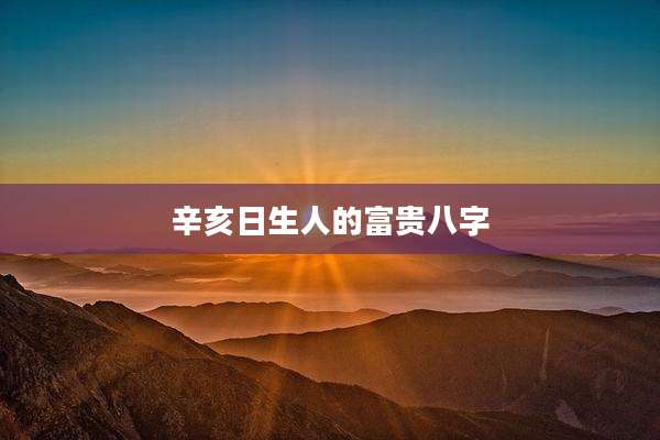 辛亥日生人的富贵八字