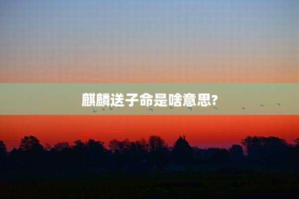 麒麟送子命是啥意思?