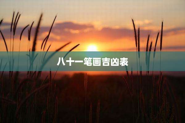 八十一笔画吉凶表