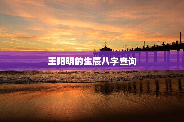 王阳明的生辰八字查询