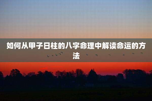 如何从甲子日柱的八字命理中解读命运的方法