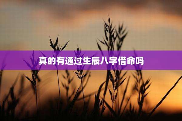 真的有通过生辰八字借命吗