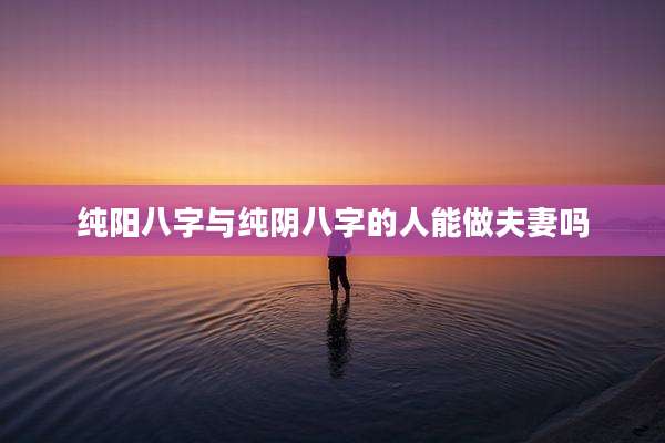 纯阳八字与纯阴八字的人能做夫妻吗
