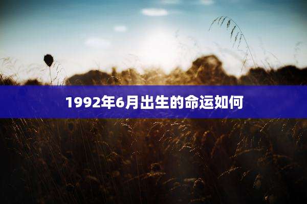 1992年6月出生的命运如何