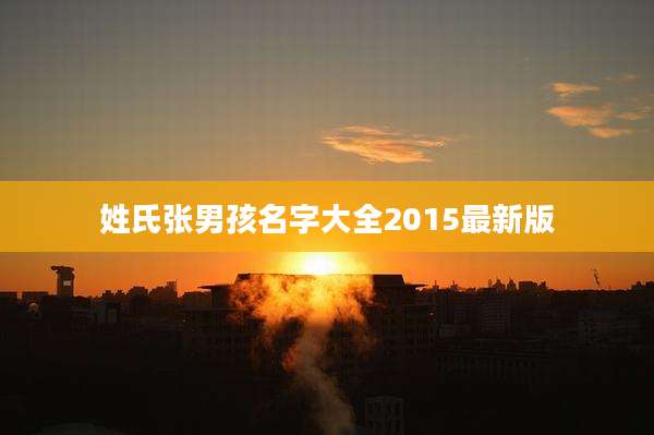 姓氏张男孩名字大全2015最新版