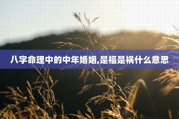 八字命理中的中年婚姻,是福是祸什么意思