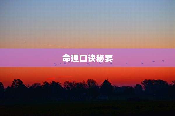 命理口诀秘要