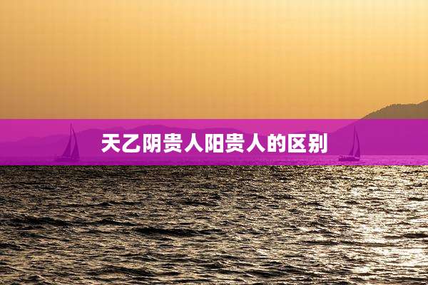 天乙阴贵人阳贵人的区别