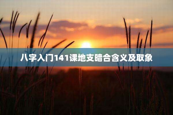 八字入门141课地支暗合含义及取象