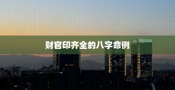 财官印齐全的八字命例