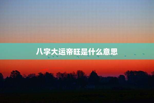 八字大运帝旺是什么意思