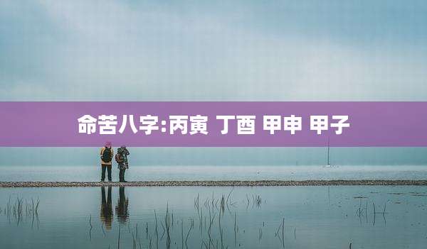 命苦八字:丙寅 丁酉 甲申 甲子