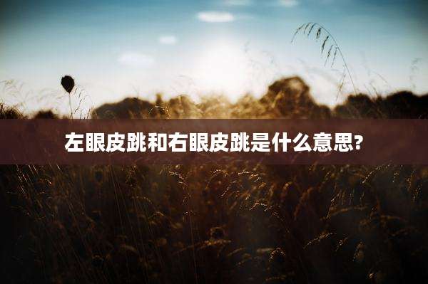 左眼皮跳和右眼皮跳是什么意思?