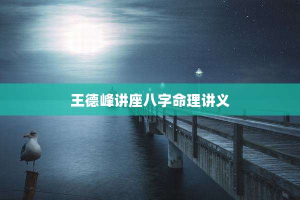 王德峰讲座八字命理讲义