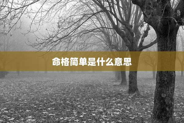 命格简单是什么意思