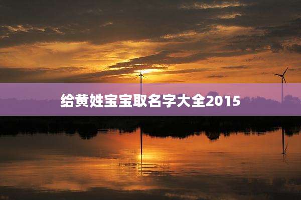 给黄姓宝宝取名字大全2015