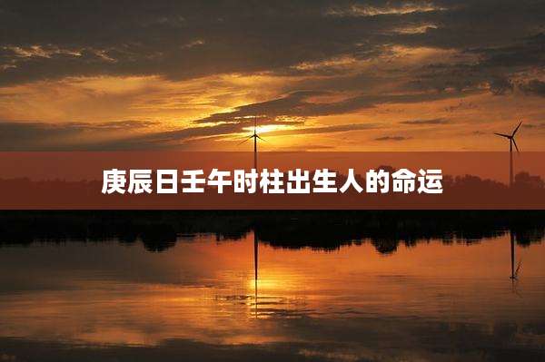 庚辰日壬午时柱出生人的命运