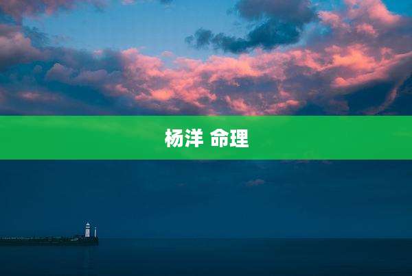 杨洋 命理